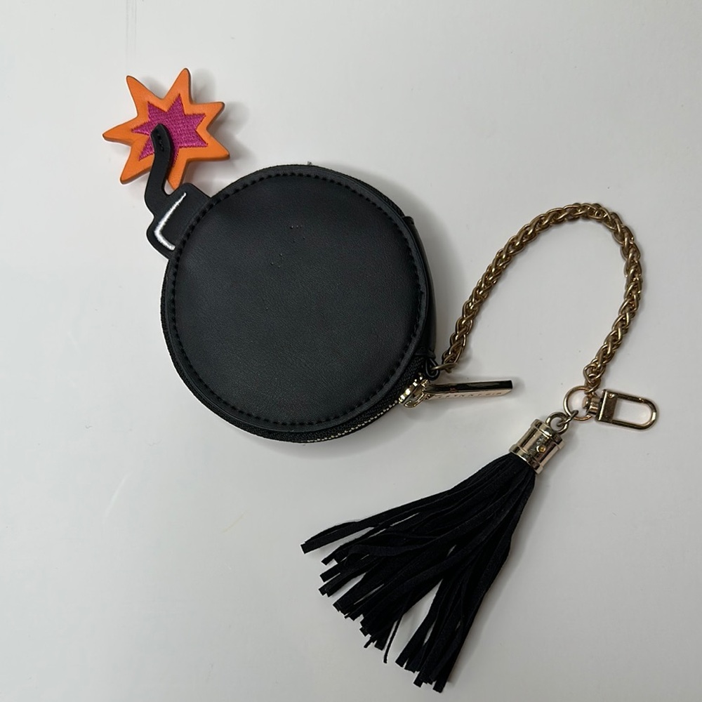 Skinny Dip London Black Bomb-Shaped Coin Purse with Gold Chain